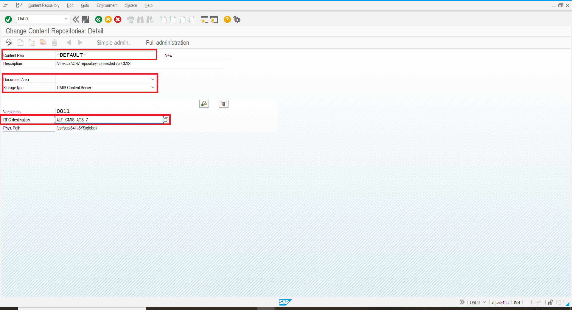 Alfresco Docs Configure SAP S/4HANA onpremises
