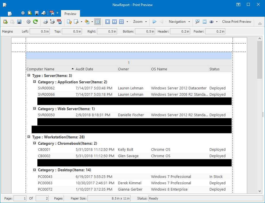 Print Preview window (Admin Settings & Desktop App Help) Alloy