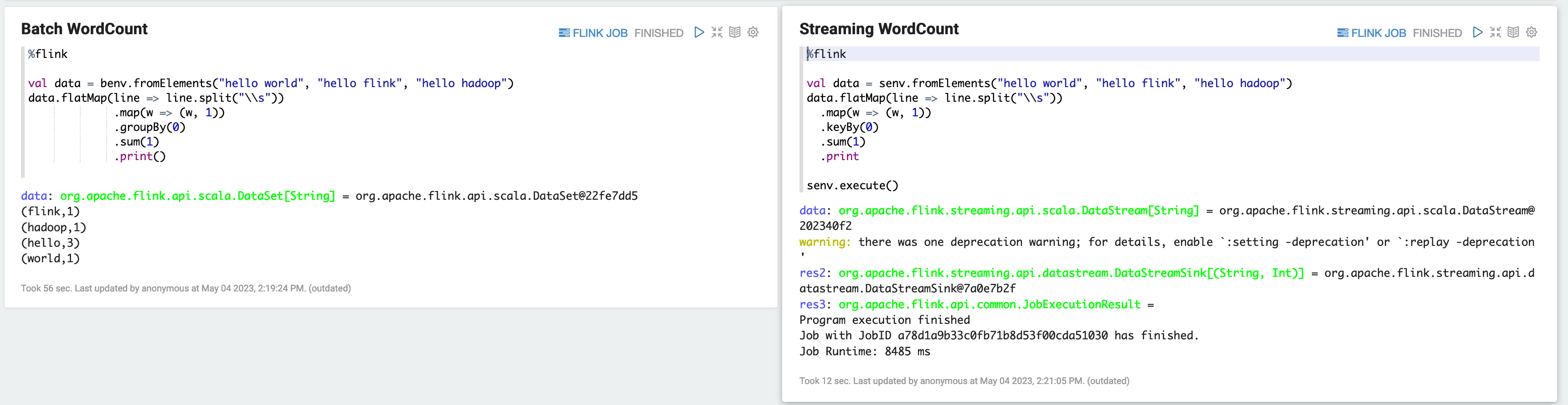 Working with Flink jobs from Zeppelin in Amazon EMR Amazon EMR