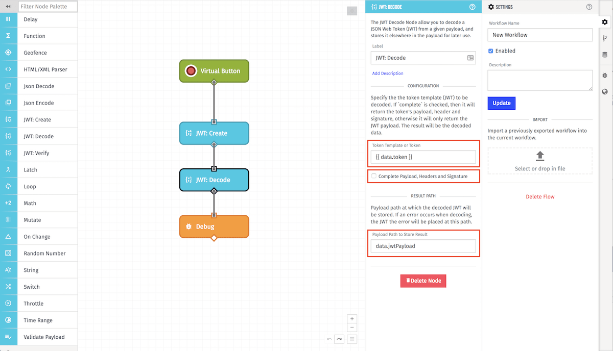 JWT Decode Node WEGnology Documentation