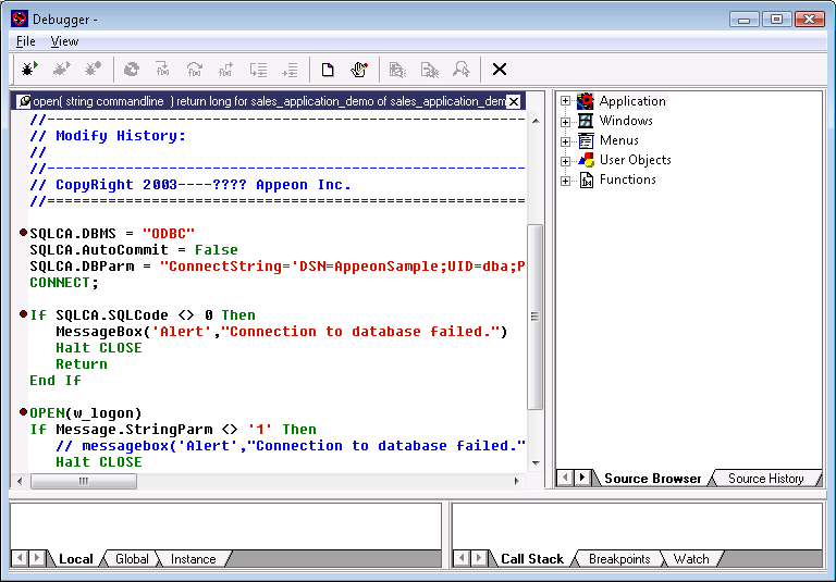 Methods for setting breakpoints PowerServer Toolkit User Guide