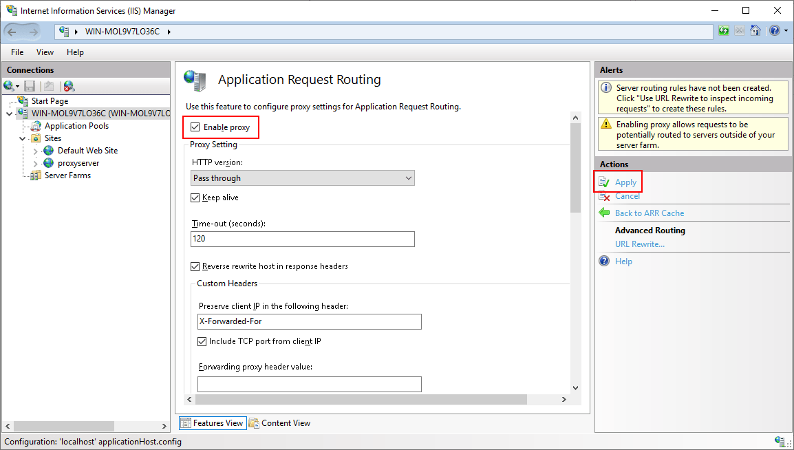 Configuring IIS reverse proxy server PowerServer 2021 Help