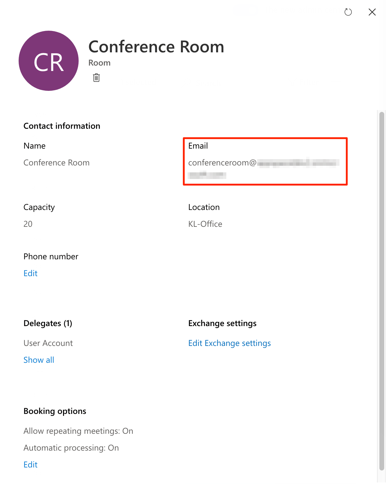 Configure Microsoft Office 365 Room Booking Service with User Privileges