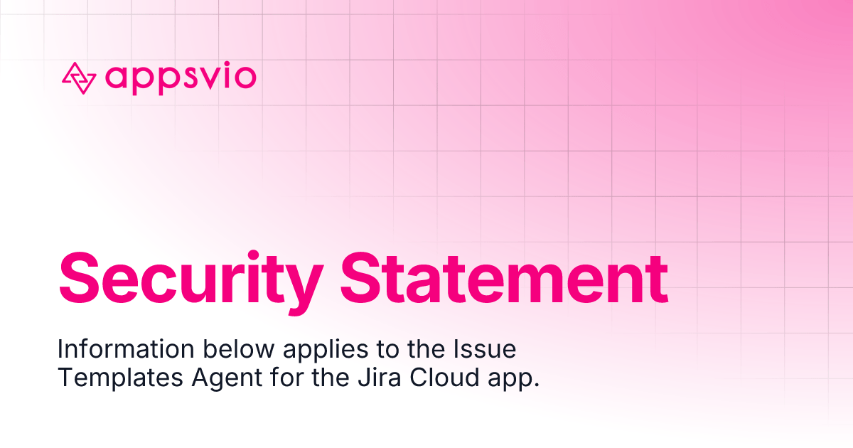 Security statement Issue Templates Agent for Jira