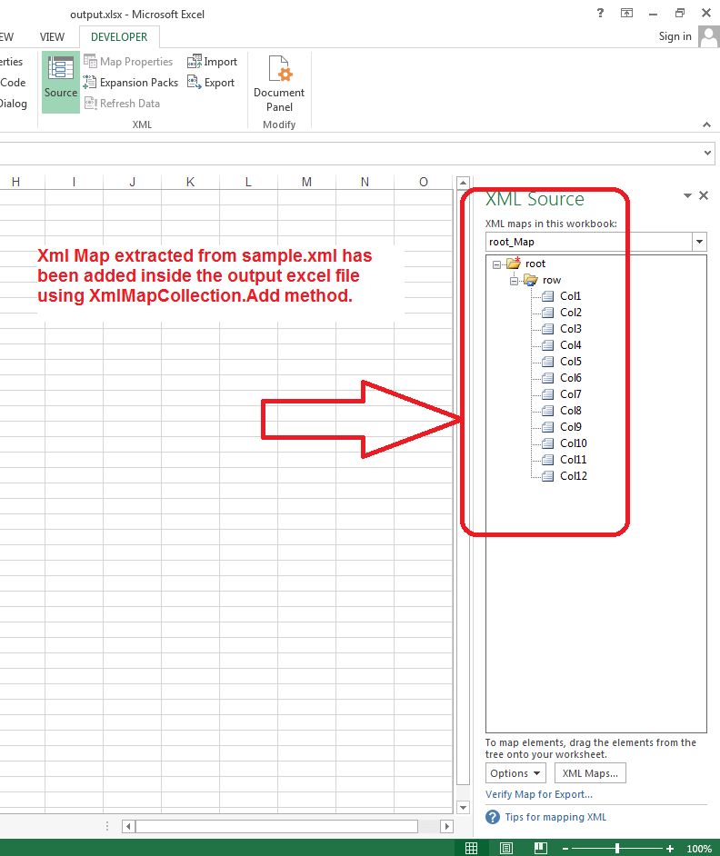 Add XML Map inside the Workbook using XmlMapCollection.Add method