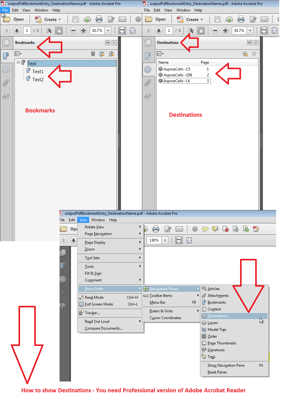 set bookmark destination acrobat