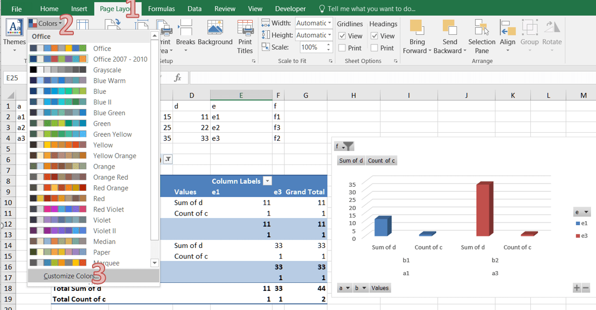 Excel Themes and ColorsDocumentation