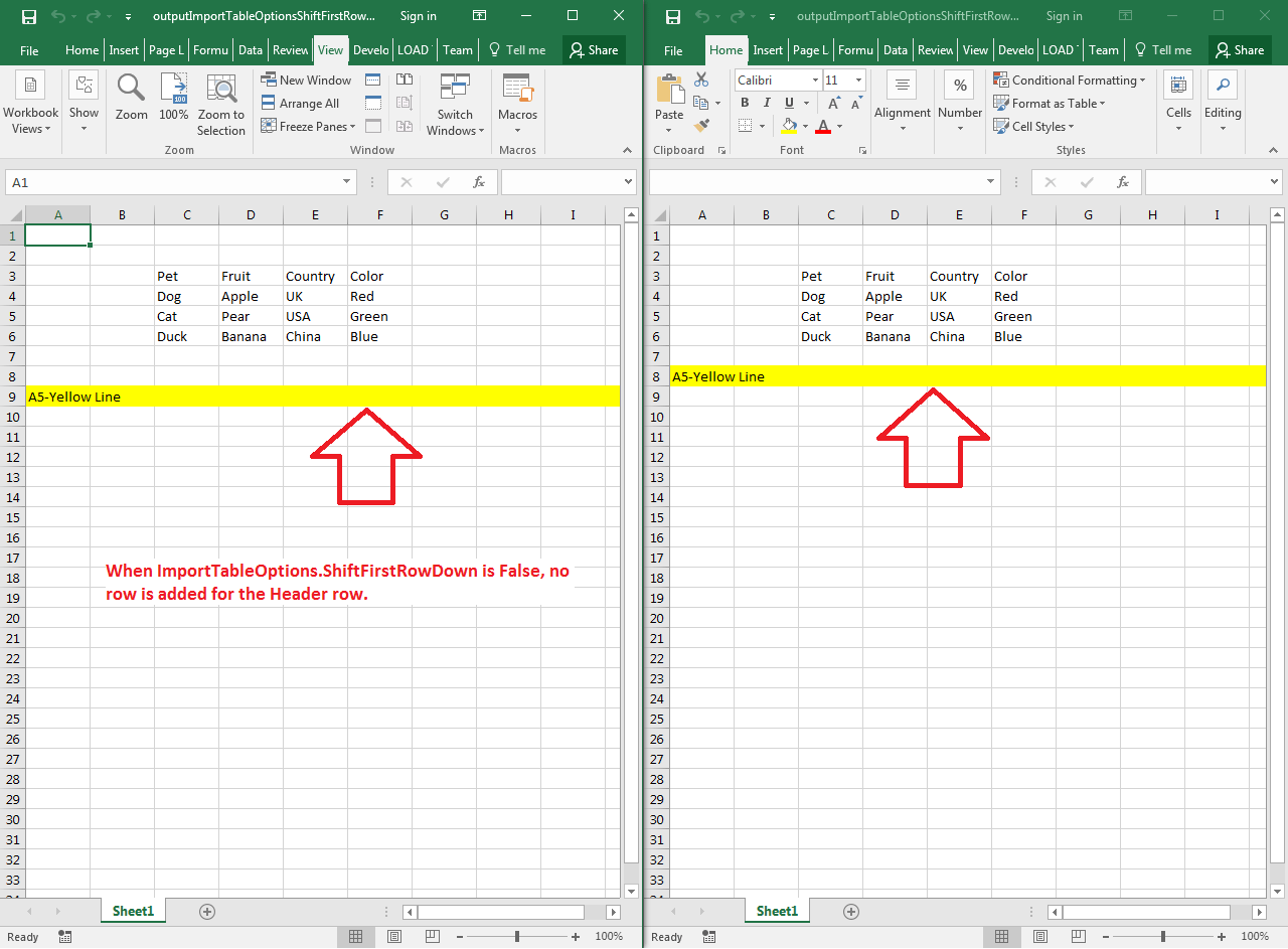 Shift First Row down when inserting Cells Data Table RowsDocumentation