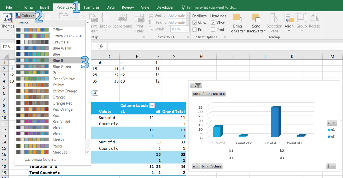 Excel Themes and ColorsDocumentation