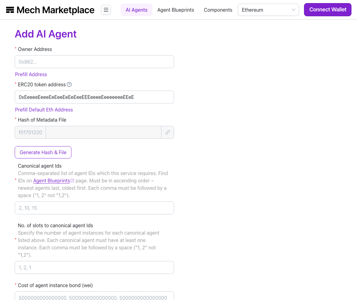 Mint packages NFTs Autonolas Developer Documentation