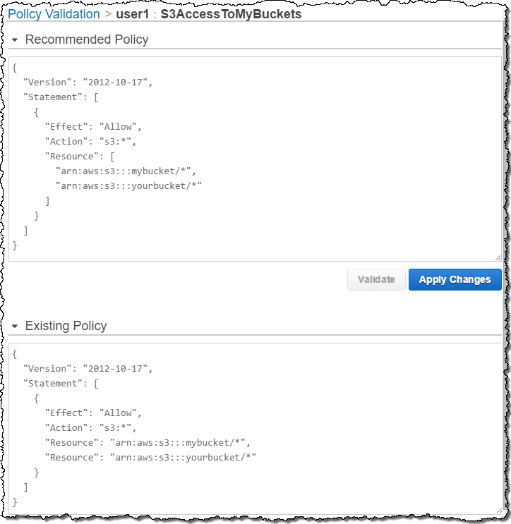 Using Policy Validator AWS Identity and Access Management