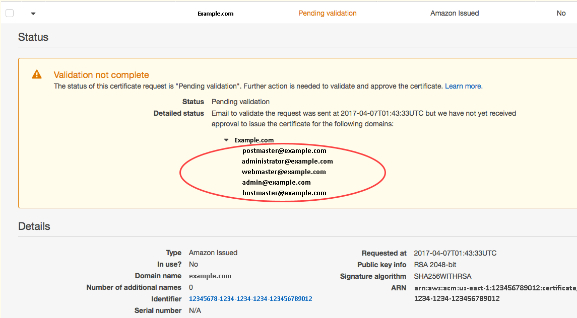 Use Email to Validate Domain Ownership AWS Certificate Manager
