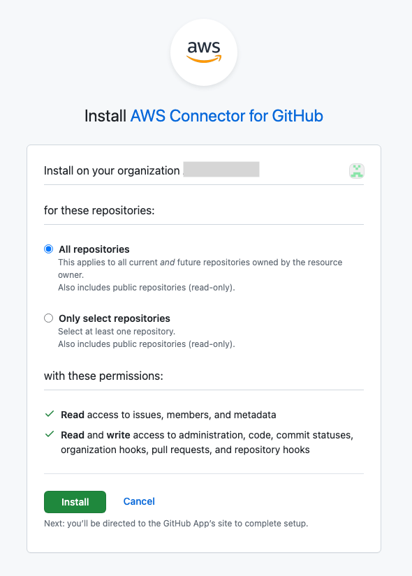 Create a connection to GitHub Developer Tools console
