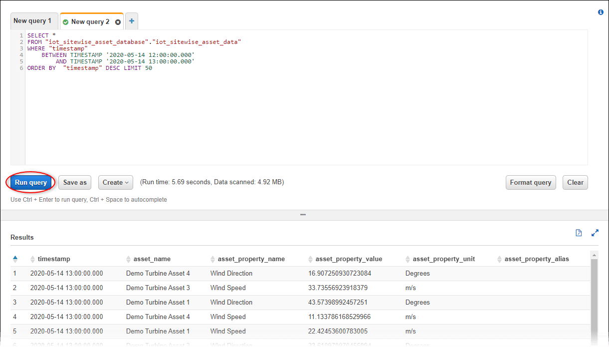 Menganalisis data yang diekspor dengan Amazon Athena AWS IoT SiteWise