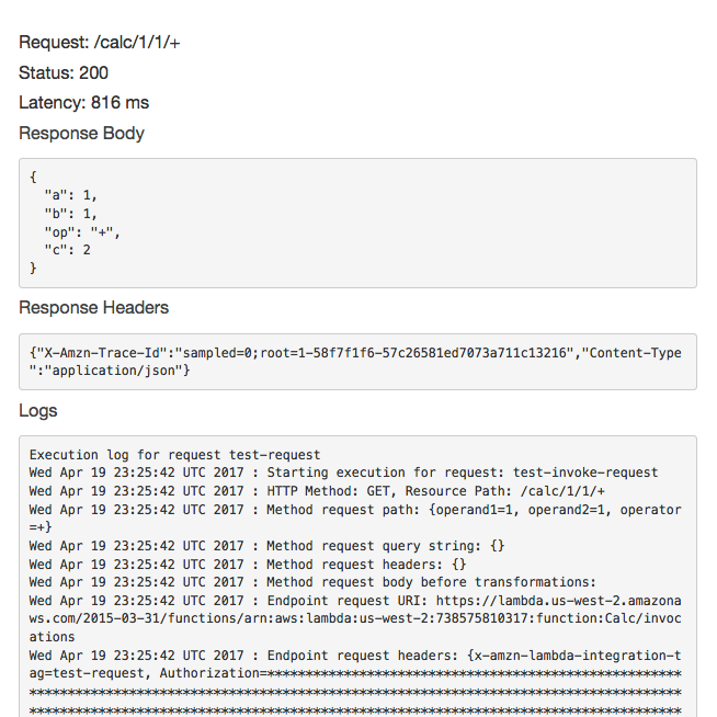 Tutorial Create a Calc REST API with two AWS service integrations and