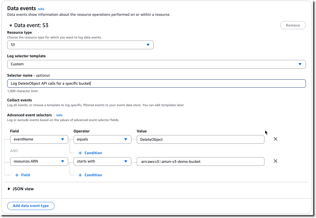 Create an event data store for S3 data events AWS CloudTrail