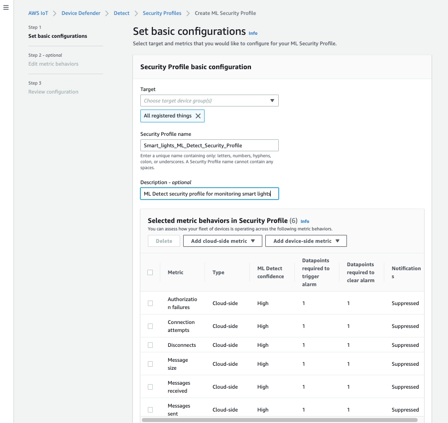 ML Detect guide AWS IoT Device Defender