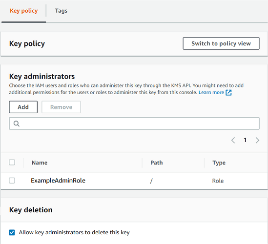 デフォルトのキーポリシー AWS Key Management Service