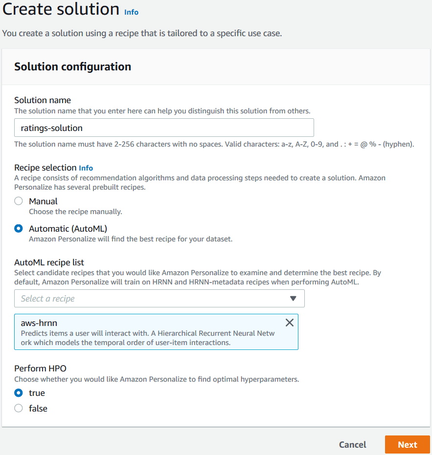 開始方法 (コンソール) Amazon Personalize