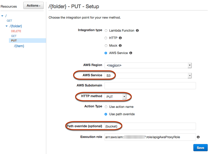 Tutorial Criar uma API REST como um proxy do Amazon S3 no API Gateway