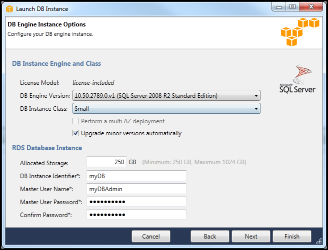 Launch an Amazon RDS Database Instance AWS Toolkit for Visual Studio