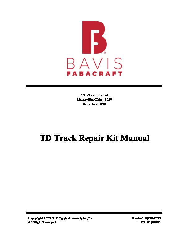 00900281 Transaction Drawer Track Repair Kit Manual