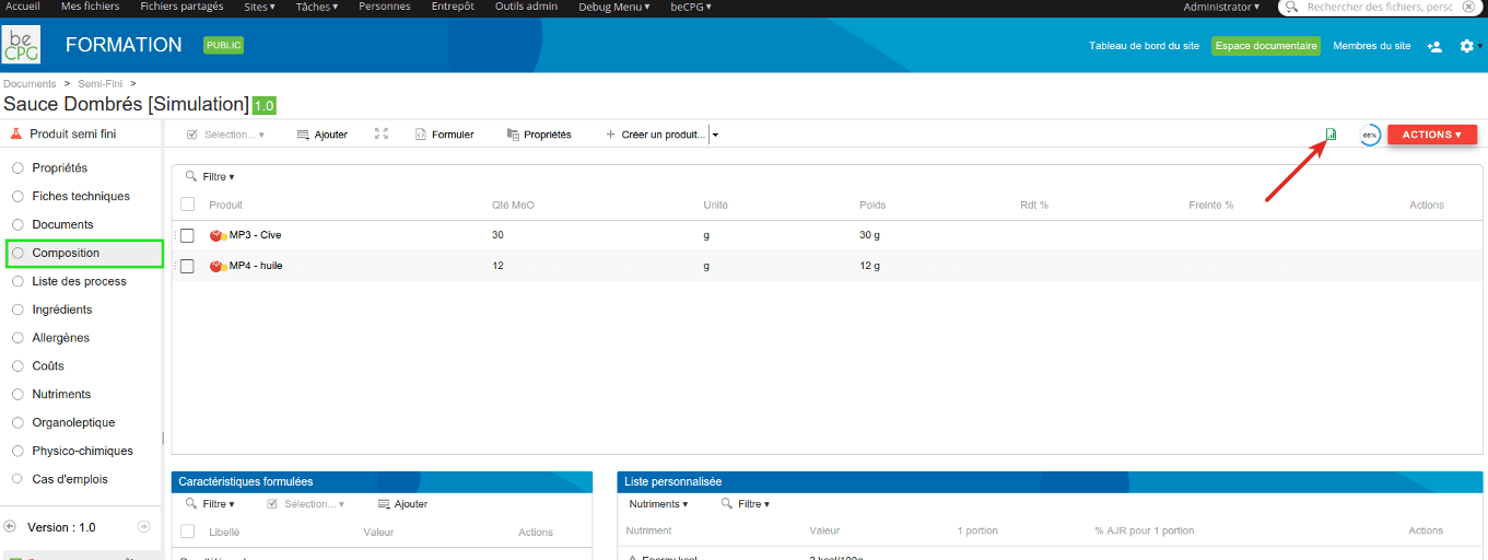 Outils · beCPG PLM Documentation utilisateur