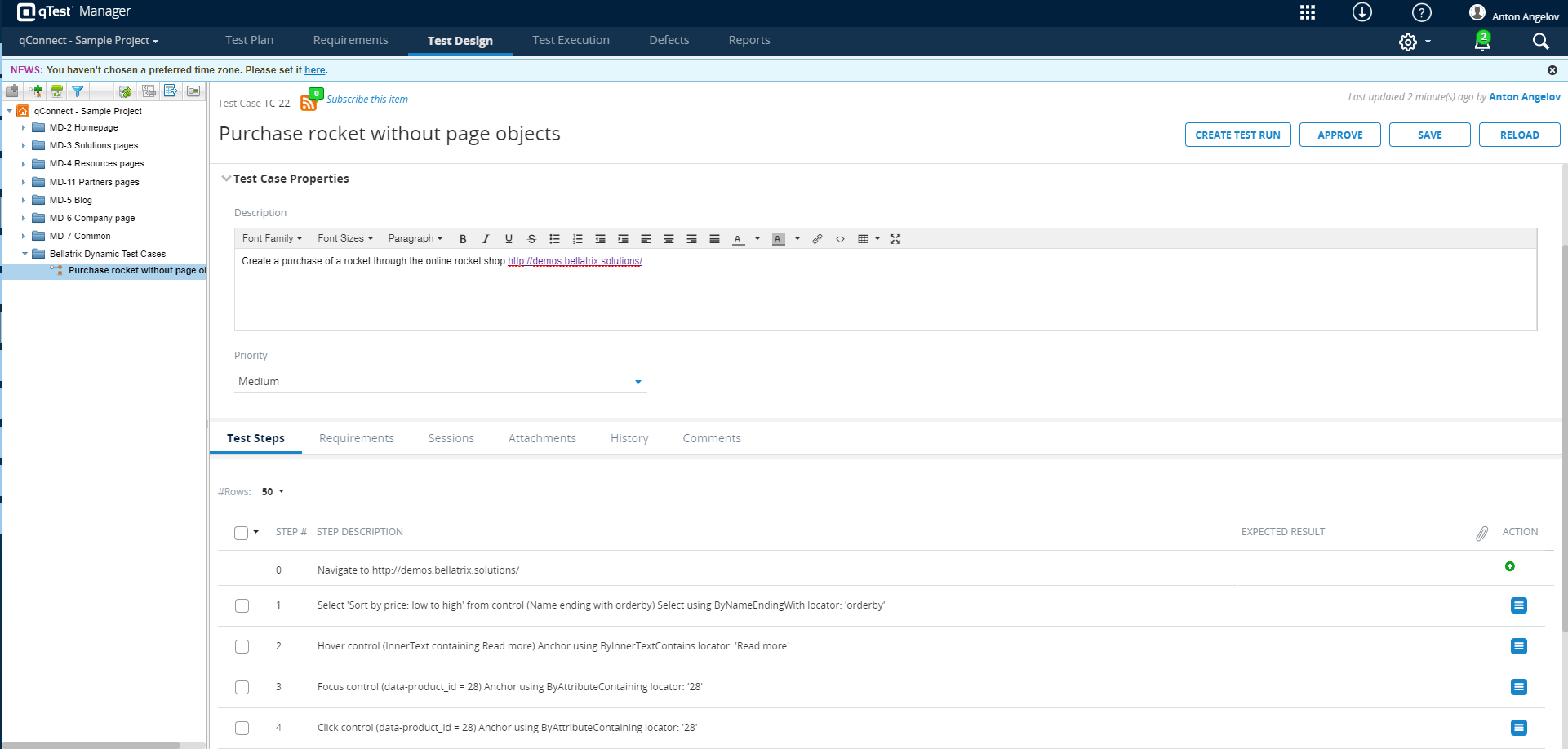 Dynamic Test Cases qTest Bellatrix