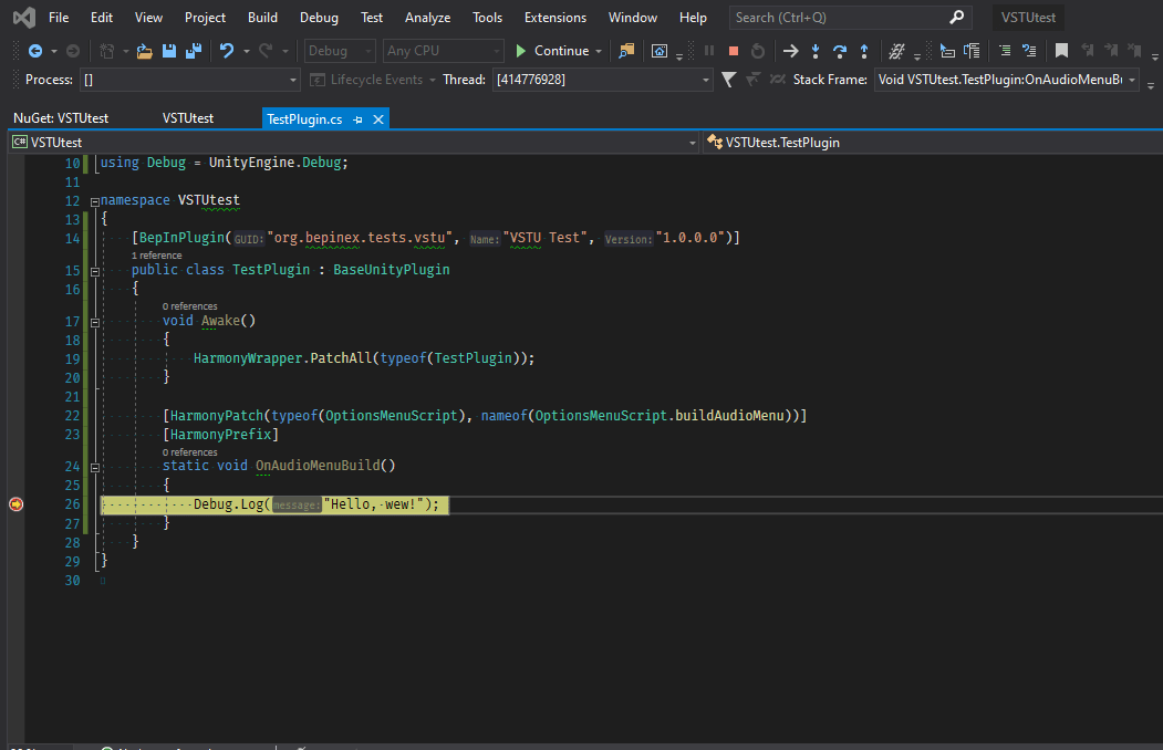 Debugging plugins with Visual Studio Tools for Unity BepInEx Docs