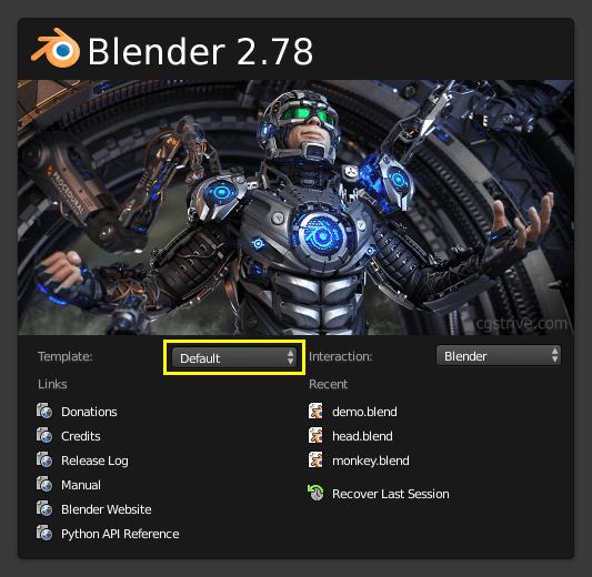 Application Templates — Blender Manual
