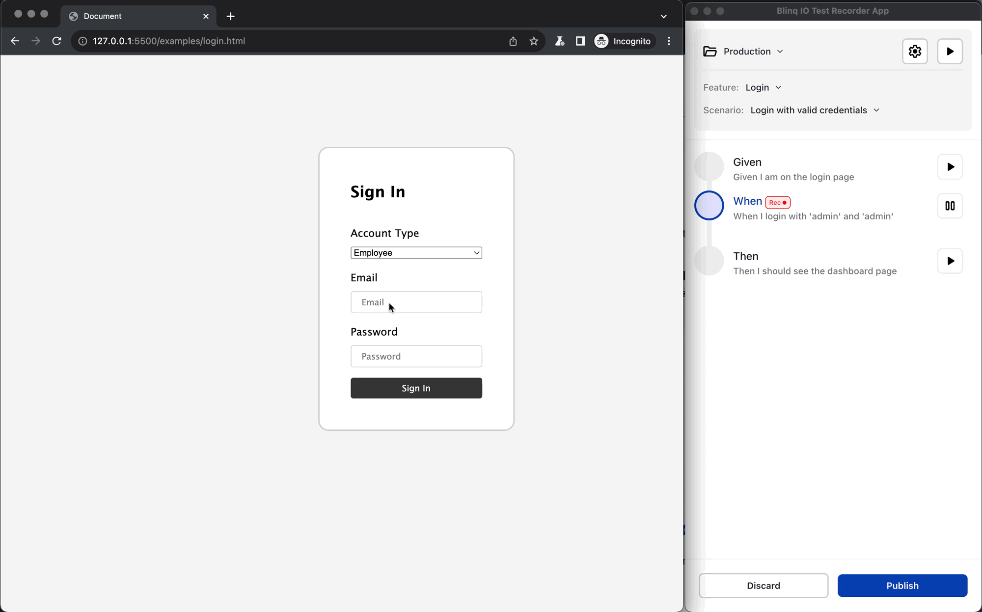 Recording Scenarios | BlinqIO Documentation