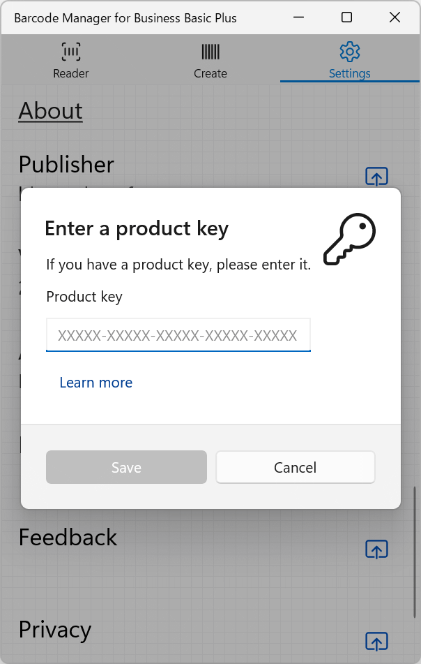 6.7.1 Managing product keys Barcode Manager User Guide
