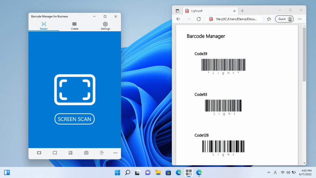 4.1.3 Reading barcodes displayed on PC screens (Screen Scan) Barcode