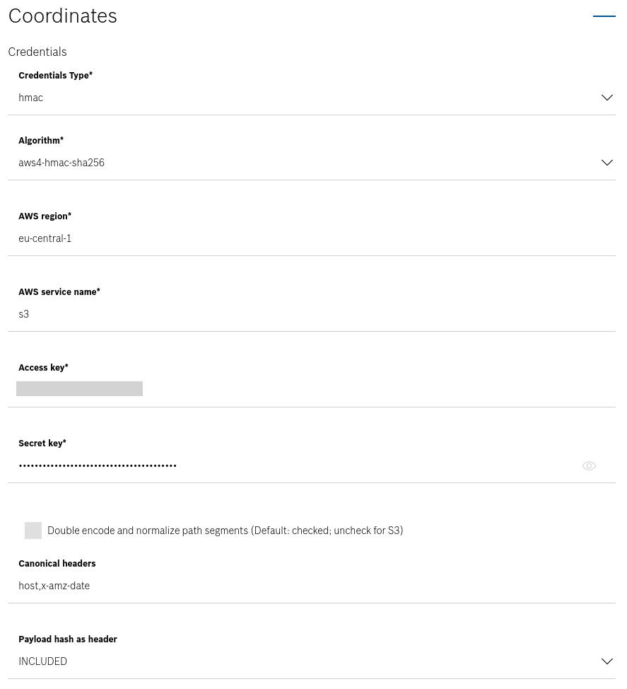 AWS S3 (HTTP) Bosch IoT Things documentation
