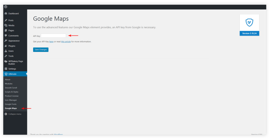 How to create Google API key in order to make the Google Maps element