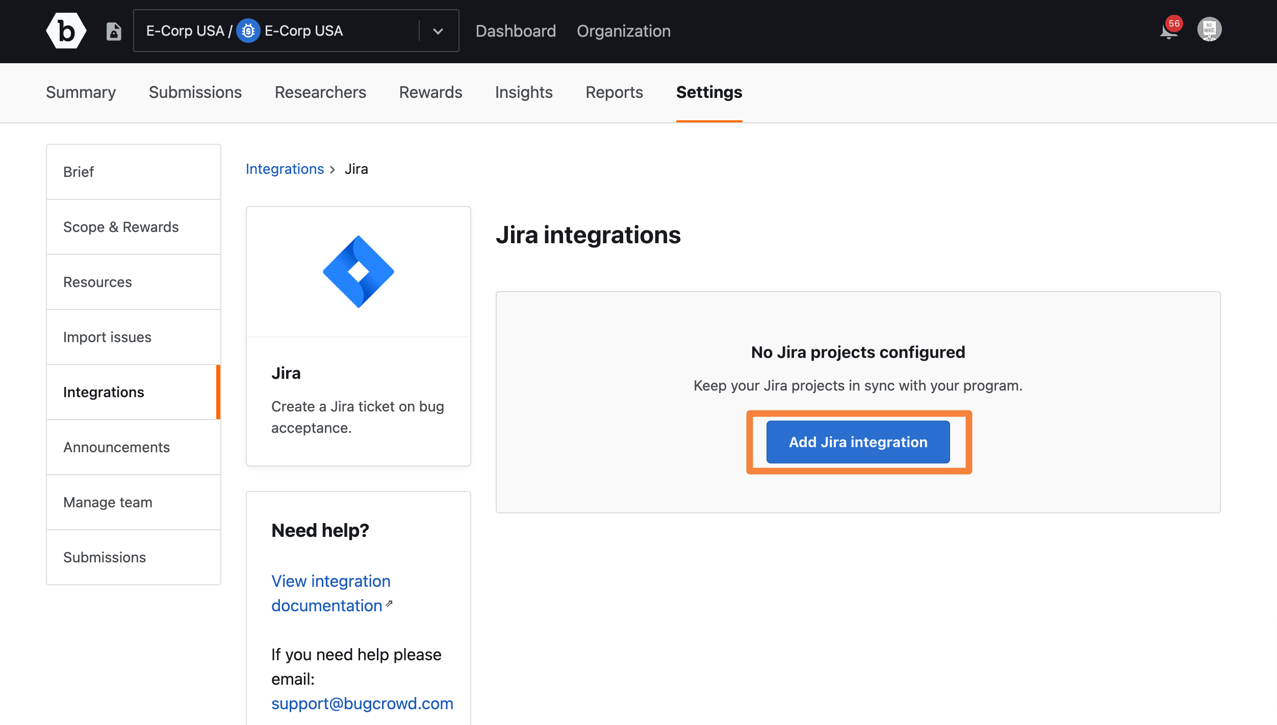 Navigating to Jira Integration Bugcrowd Docs