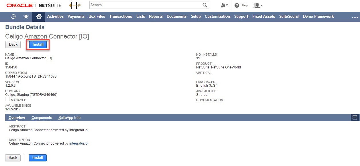 Install an additional Amazon Account with the same NetSuite instance