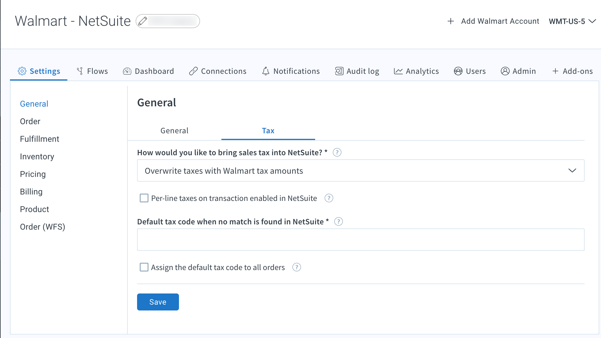 Manage Walmart sales tax for states with Marketplace tax facilitator