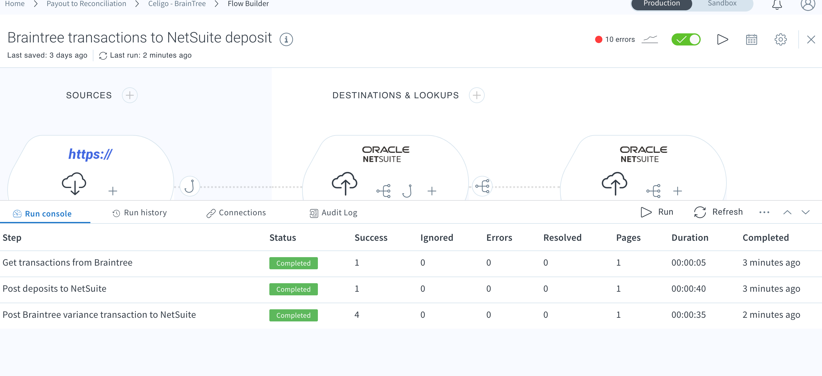 Reconcile Braintree transactions to NetSuite – Celigo Help Center