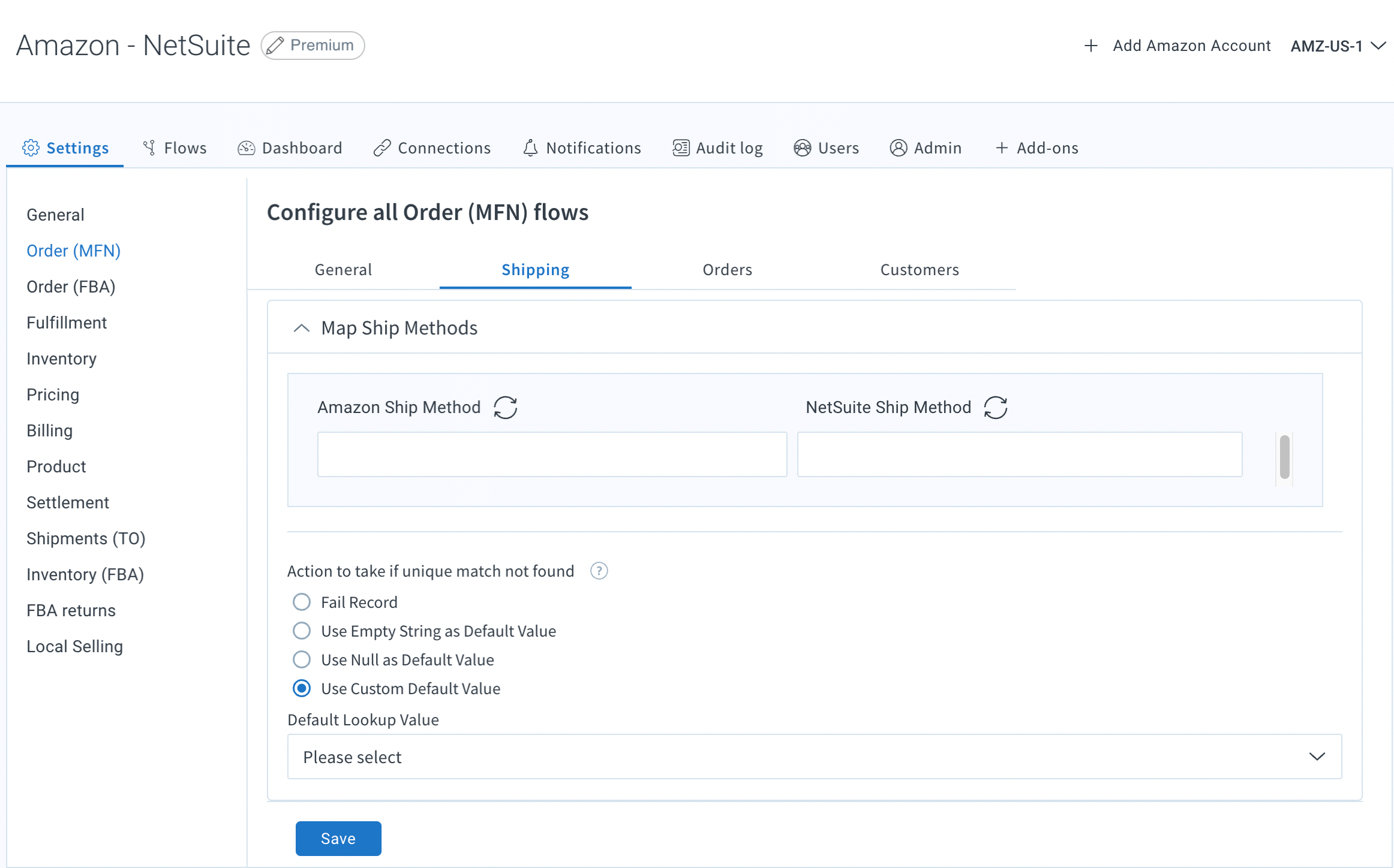 Configure Amazon MFN order settings Celigo Help Center