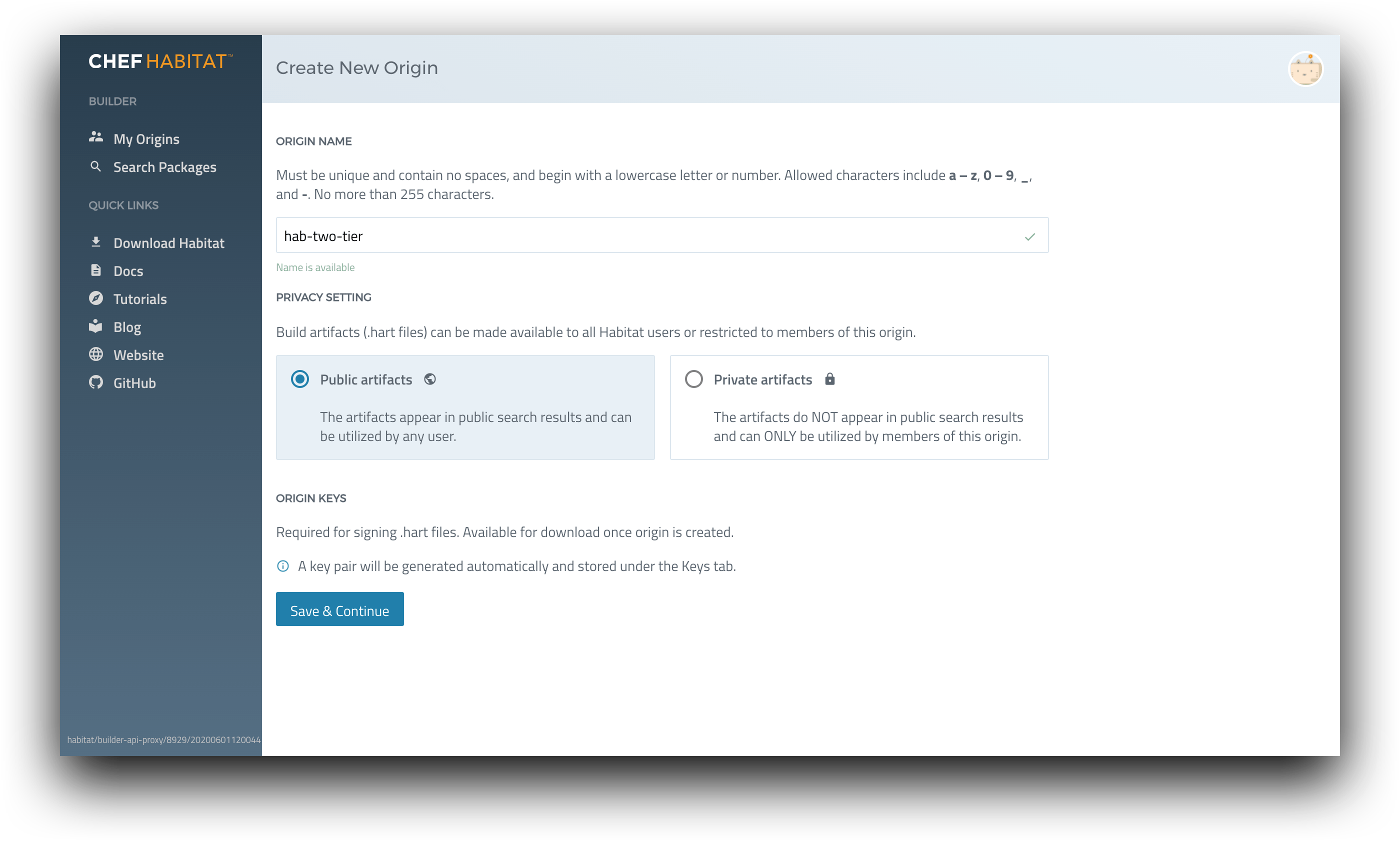 Create an Origin Chef 16 Documentation TypeError