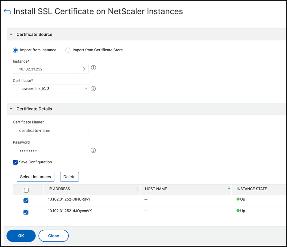 Install SSL certificates on a Citrix ADC instance Citrix Application