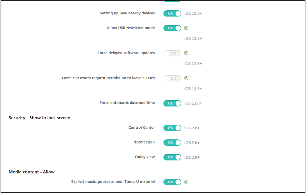 Restrictions device policy Citrix Endpoint Management