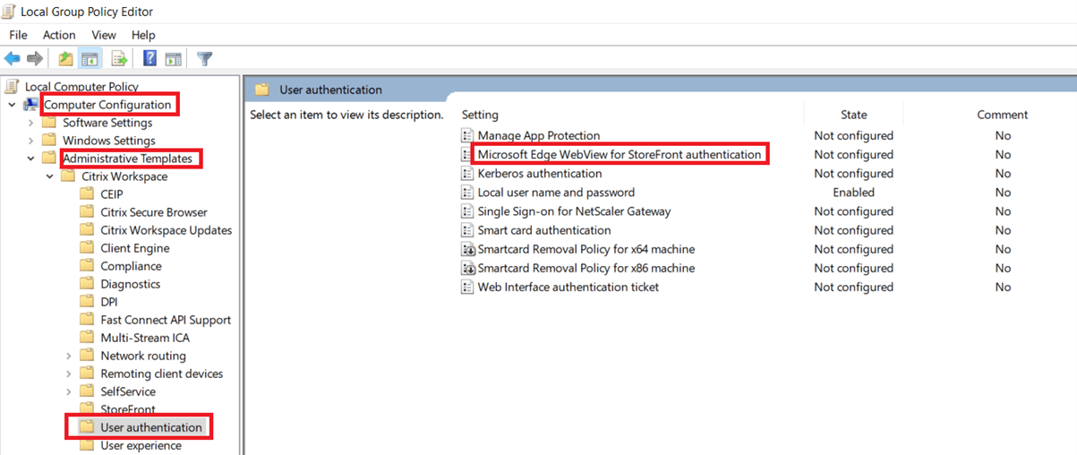 Authentification Application Citrix Workspace pour Windows