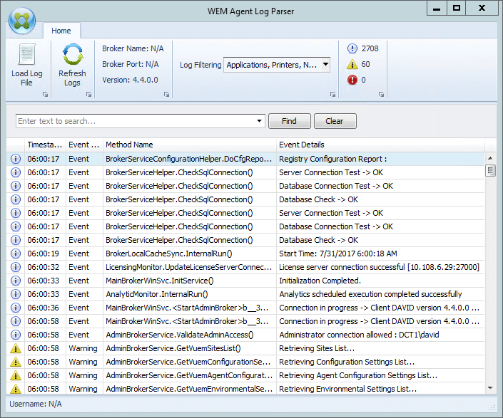 Log parser Workspace Environment Management 2407