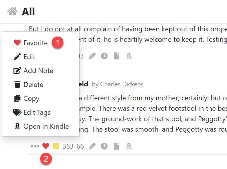 Favoriting your Kindle Highlights Clippings.io Documentation