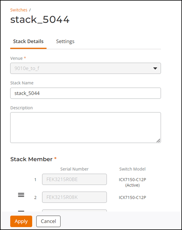 Editing a Switch Stack