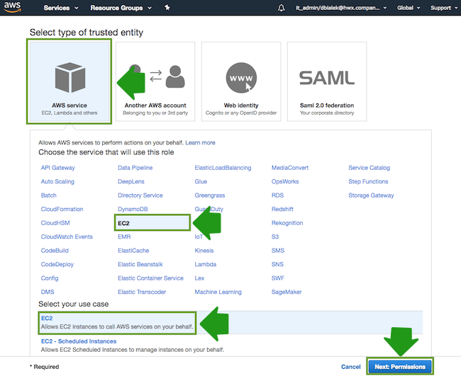 Create an IAM role for S3 access