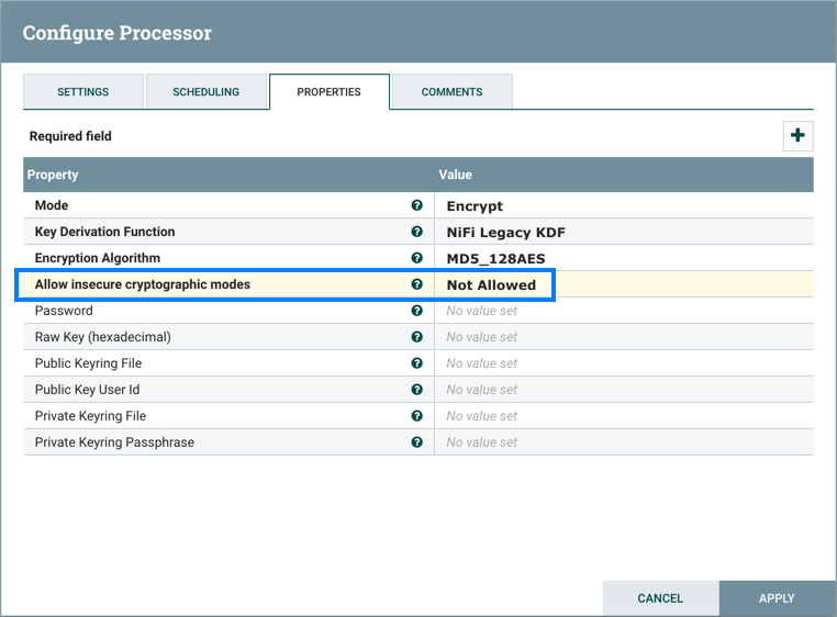 Allow Insecure Cryptographic Modes