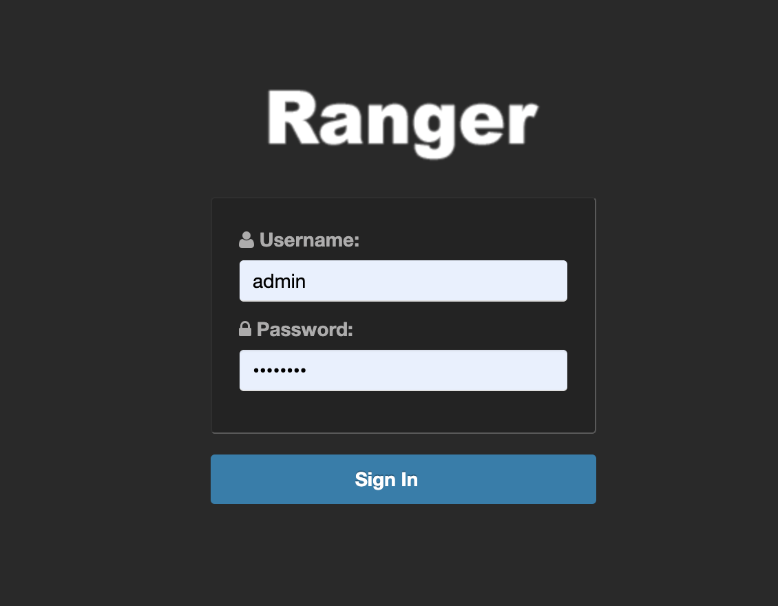 Ranger UI authentication
